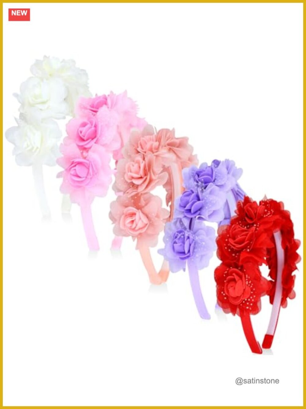 5pc Chiffon Flower Headbands Floral Hair Accessories Set